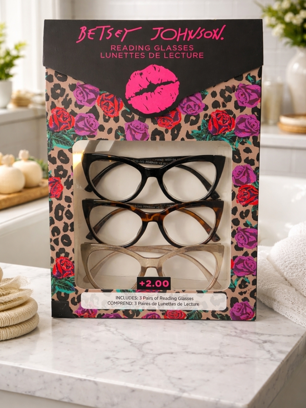 Betsey Johnson Reading Glasses Trio - Black, Tortoise, Beige